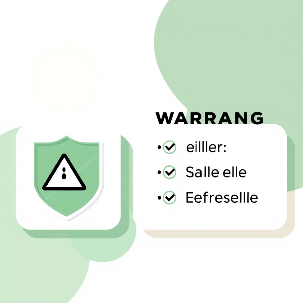 a shield with a checkmark beside a simple list of three warning signs, one crossed out