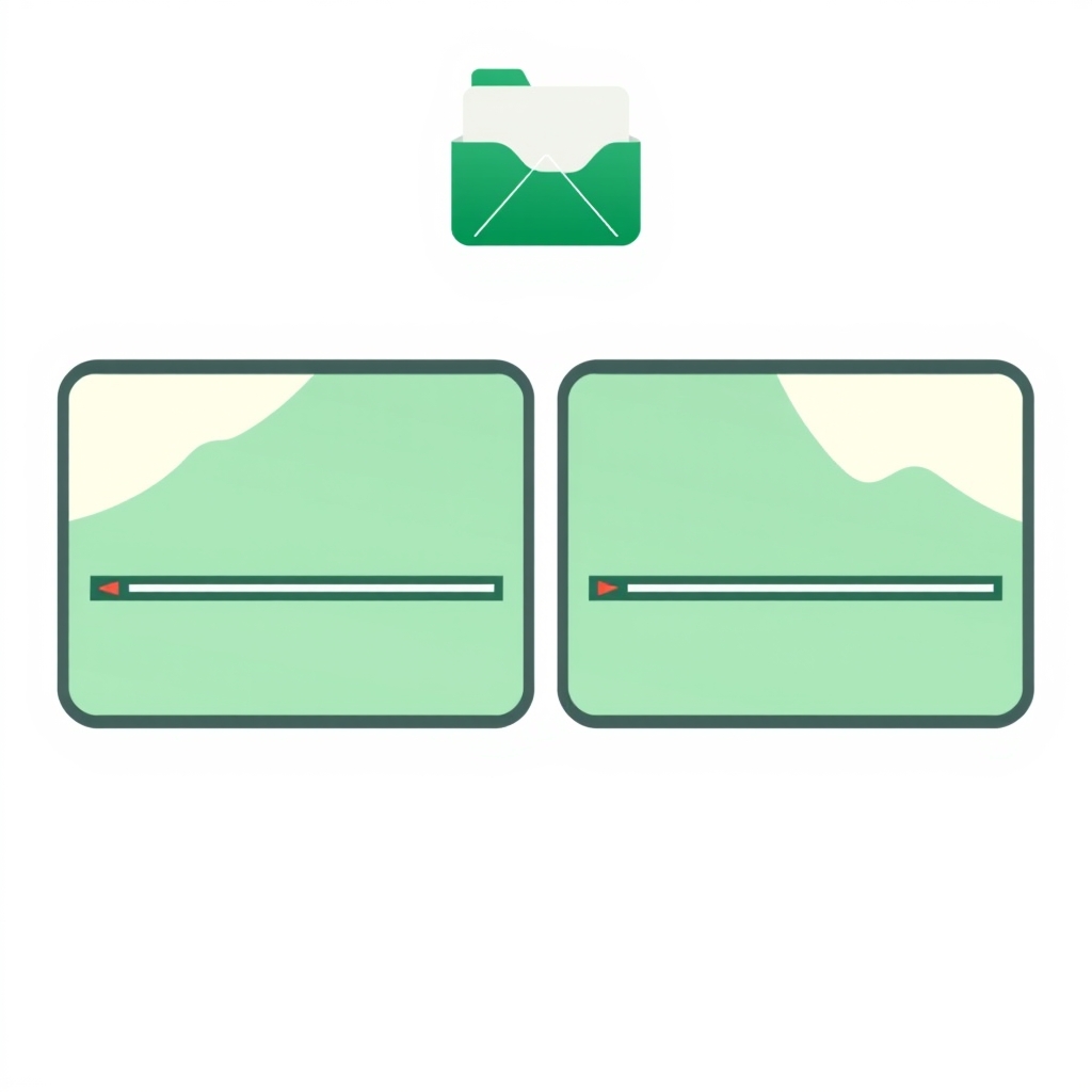 a neat grid of four video thumbnail cards with a small folder tab above them, one card highlighted