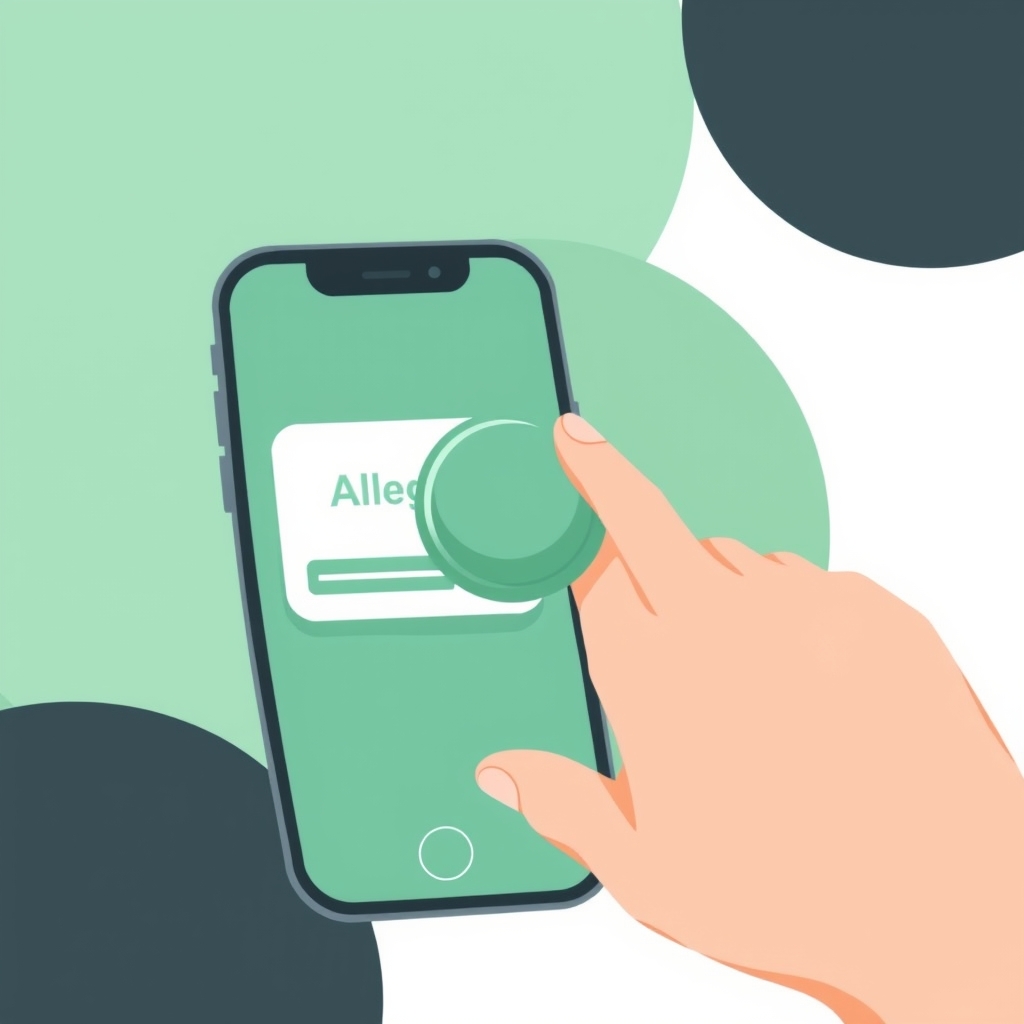 a hand pressing a large rounded button on a phone showing a campaign card