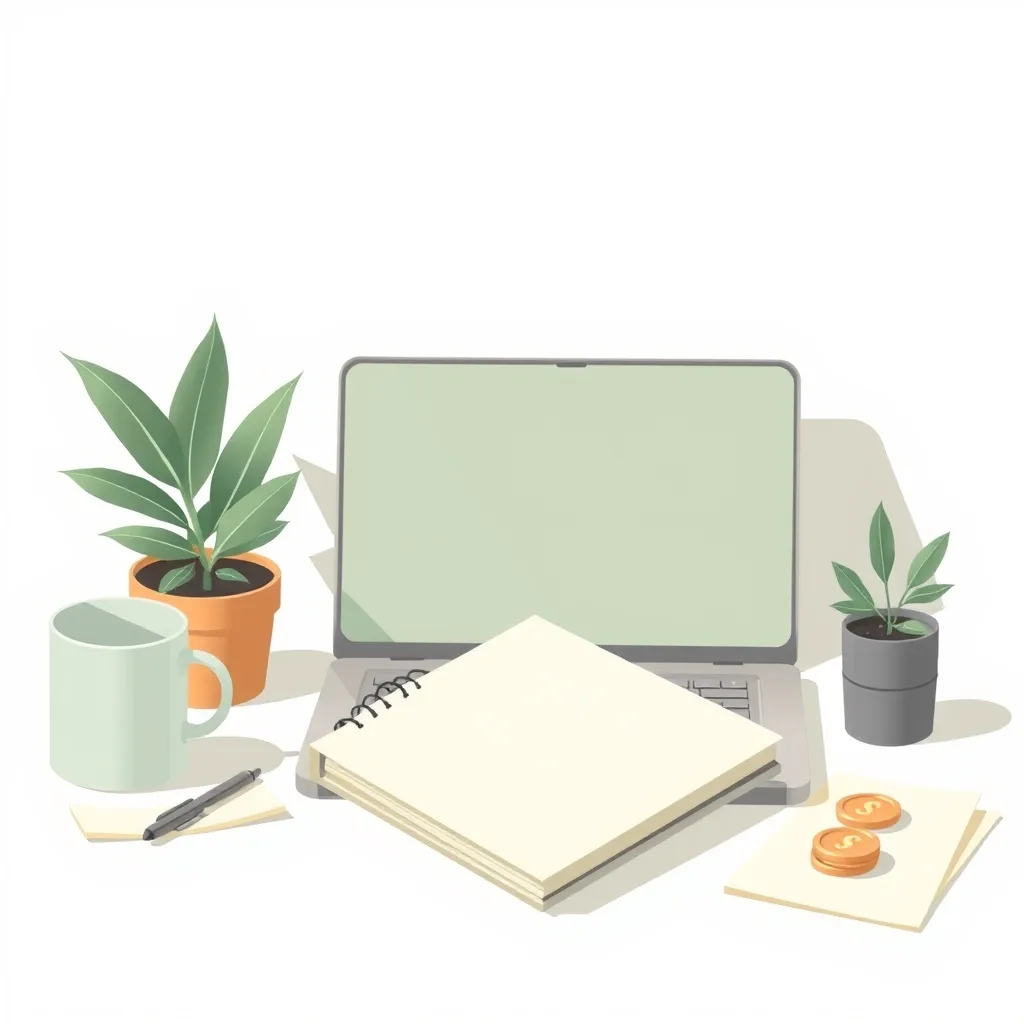 A calm flat vector illustration of everyday objects arranged on a plain background.