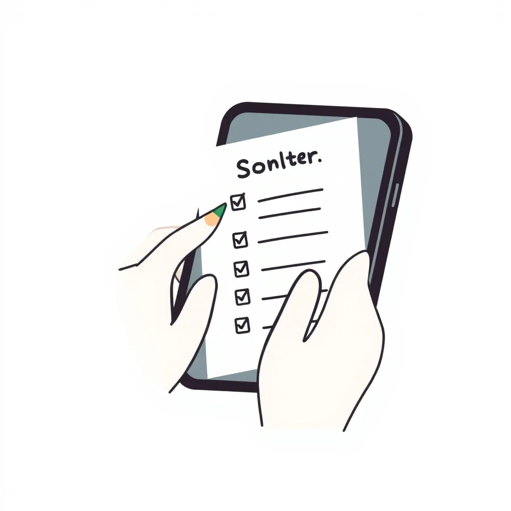 A short verification checklist being ticked off beside a phone